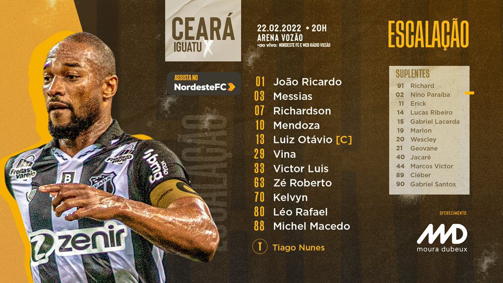 Tiago Nunes escala Ceará mais ofensivo contra o Iguatu; confira