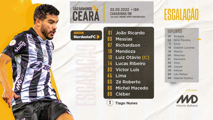 Tiago Nunes faz mudanças e define escalação do Ceará contra o São Raimundo